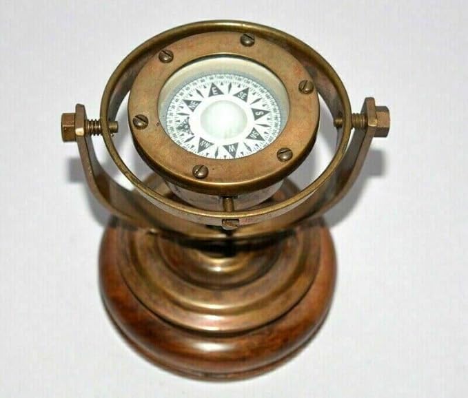Nautical Brass Gimbal Compass Vintage Style Ship's Binnacle gimballed Compass - Image 6