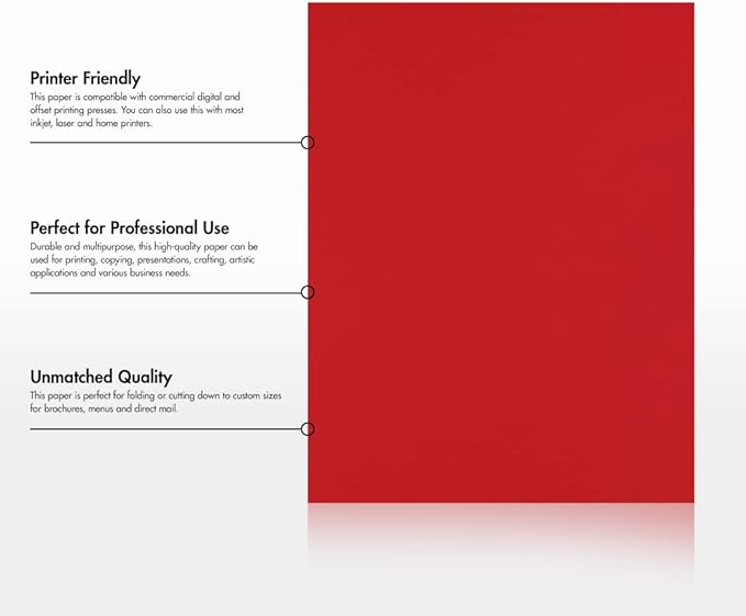 LUXPaper 8.5" x 11" Paper | Letter Size | Ruby Red | 80lb. Text | 50 Qty - Image 8