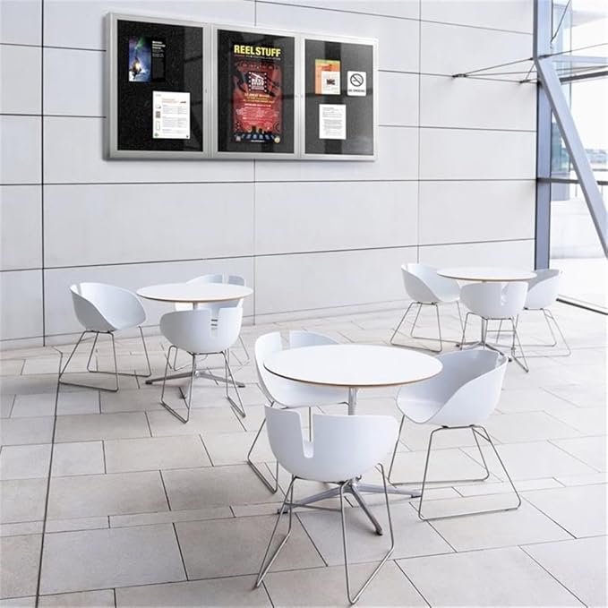 Ghent 48" x 72" 3-Door indoor Enclosed Recycled Rubber Bulletin Board, Shatter - Image 3