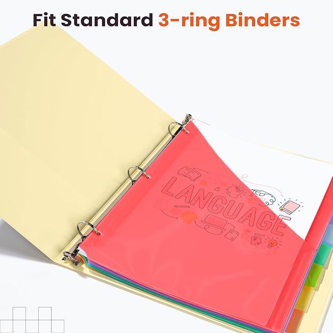 Sooez 16 Count Dividers with Pockets, 8 Tabs Binder Dividers - Image 7