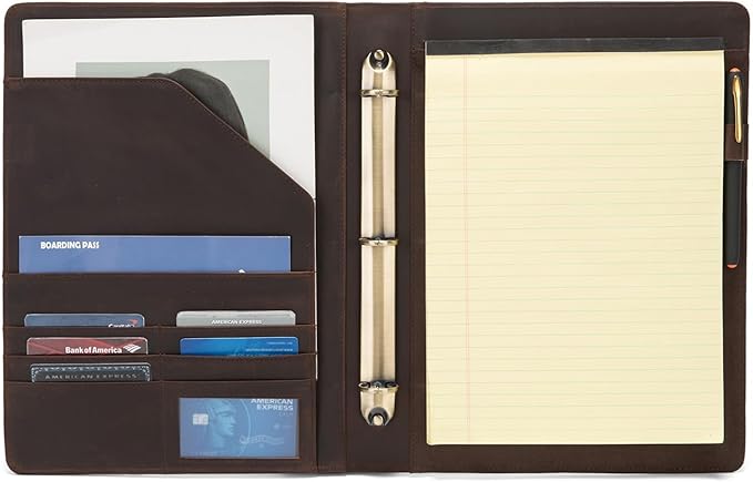 Geslun Genuine Leather 3 Ring Binder, 8.5 x 11 Letter Size Folio - Image 9