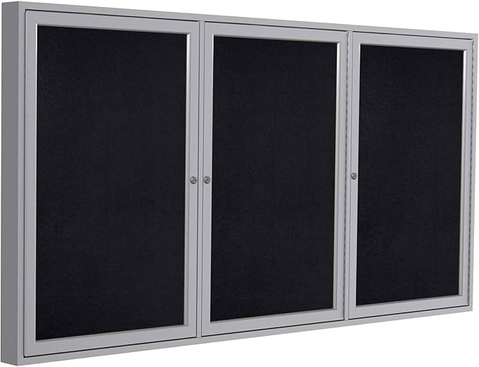 Ghent 36"x72" 3-Door indoor Enclosed Recycled Rubber Bulletin Board, Shatter - Image 3