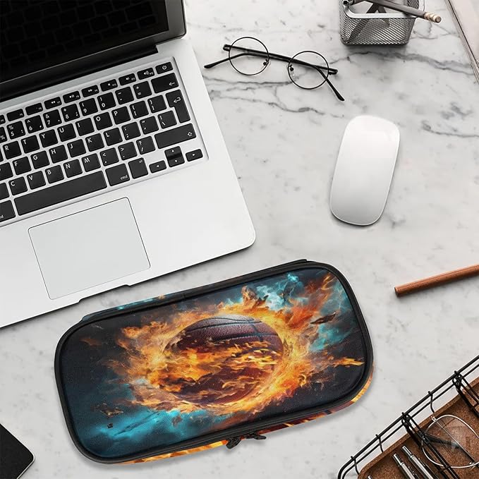 Pardick Pencil Case,Basketball Fire Big Capacity Pencil Pouch Coin Pouch - Image 9