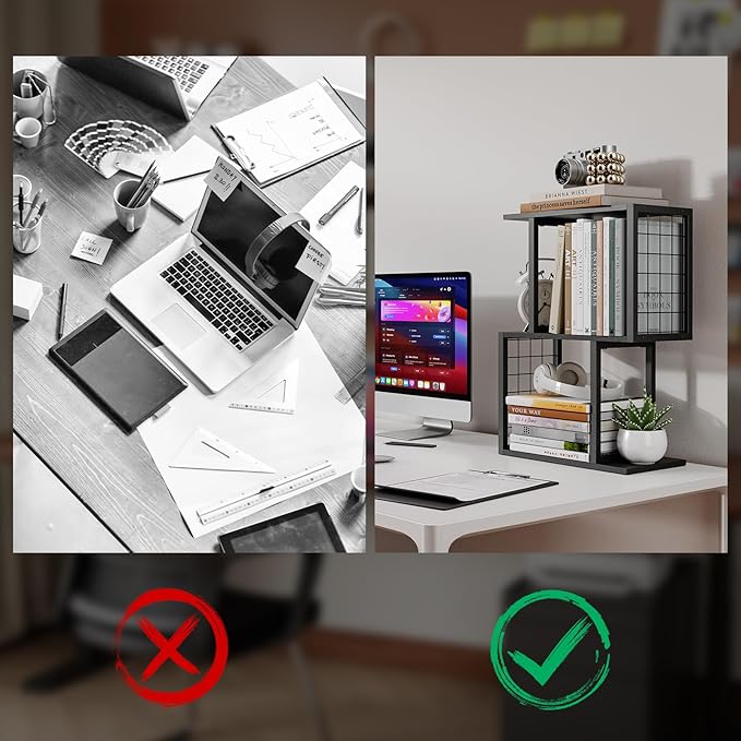 Vfelf Bookshelf Desk Organizer,3-Tier Shelf - Image 7