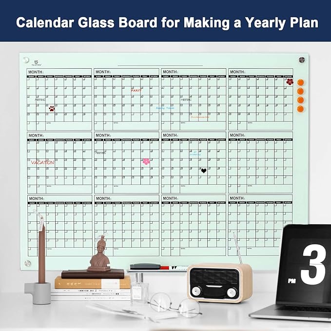 TSJ OFFICE Glass Calendar Whiteboard - Image 9