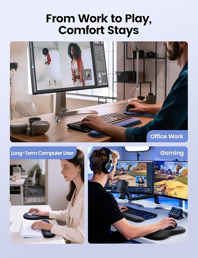 meatanty Keyboard and Mouse Pad Wrist Rest Set, Ergonomic Wrist Pad Support - Image 7
