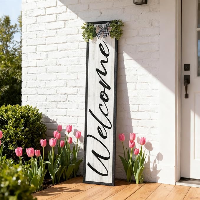 Double-sided Welcome to Our Home Wooden Sign Stand - Image 9