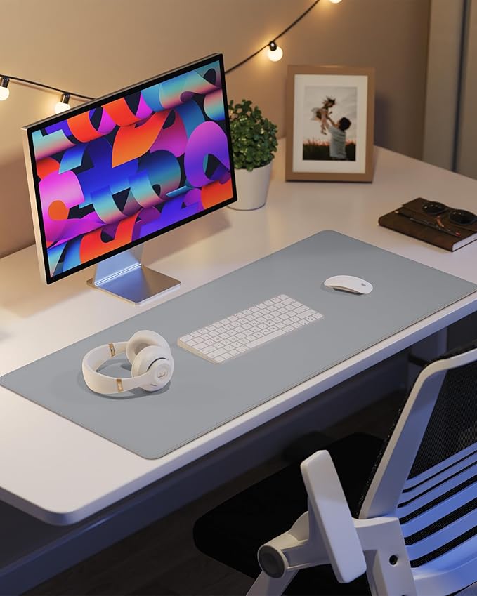 PU Leather Desk Blotter Mat, Large Mouse Pad, Non-Slip & Waterproof Desk Cover - Image 6