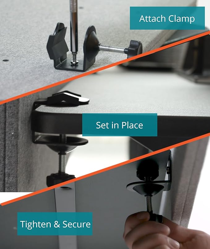Stand Up Desk Store ReFocus Clamp-on Acoustic Desk Divider Privacy Panel That - Image 9