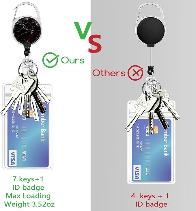 Black Marble Lanyards for Id Badges, Cute Badge Reel Heavy Duty - Image 6