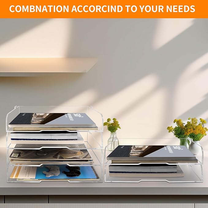 4 Pack- Stackable Paper Letter Tray, or Workspace - Image 7