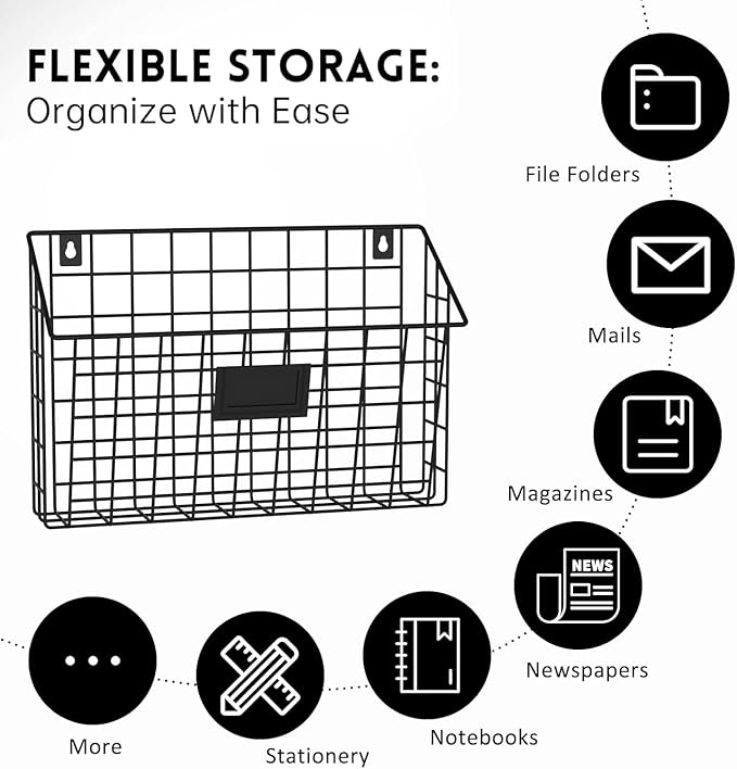 X-cosrack Detachable Hanging Wall Files Organizer & 8-Tier Metal Folder Wall - Image 7