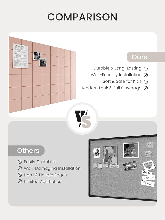 Bumusty Large Cork Board Alternative-47 x35 Felt Bulletin Board Tiles, - Image 7
