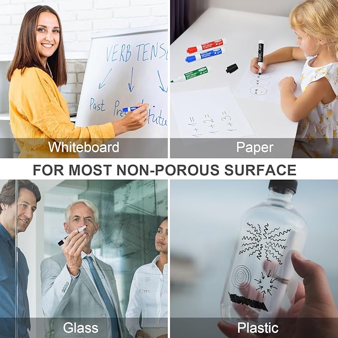 SUQJOY Dry Erase Markers, Bulletl Tip Whiteboard Markers, Low Odor Thick Dry - Image 6