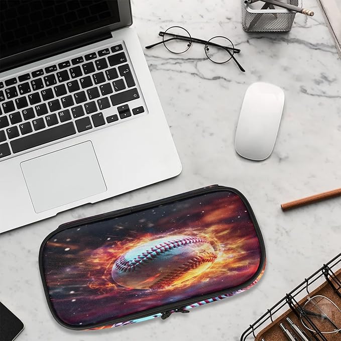Pardick Pencil Case,Baseball Fire Big Capacity Pencil Pouch Coin Pouch - Image 9