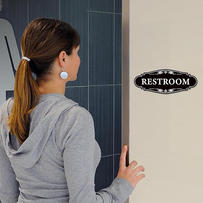 Restroom Sign for Business and Home,Self-adhesive Unisex Bathroom Sign - Image 7