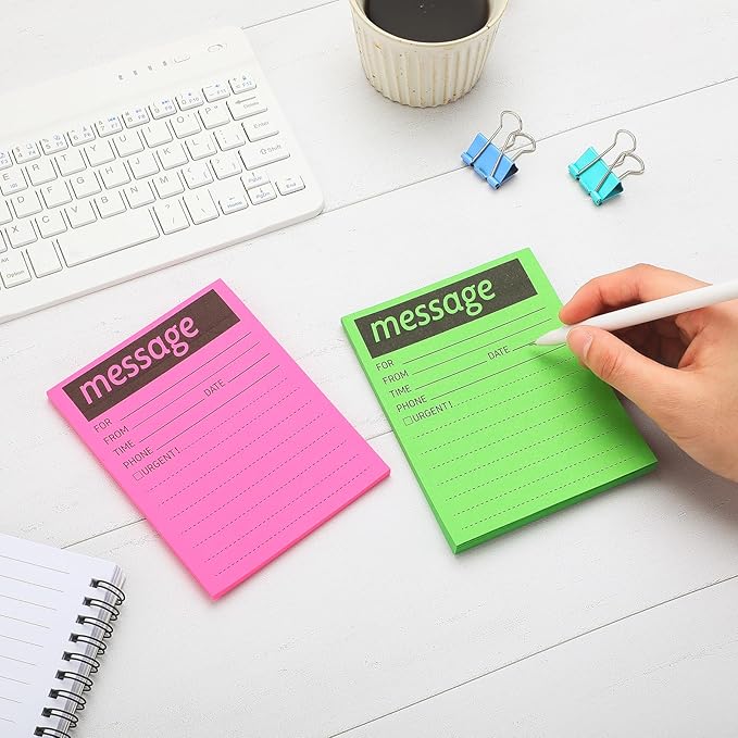 Geyee 9 Pieces Telephone Message Sticky Notes Pads 4 x 5 Inch Assorted Neon - Image 7