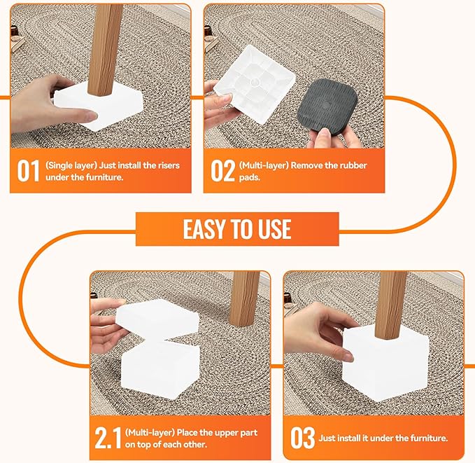 shouwuhho Furniture Risers, 12 Pack Bed Risers - Image 7
