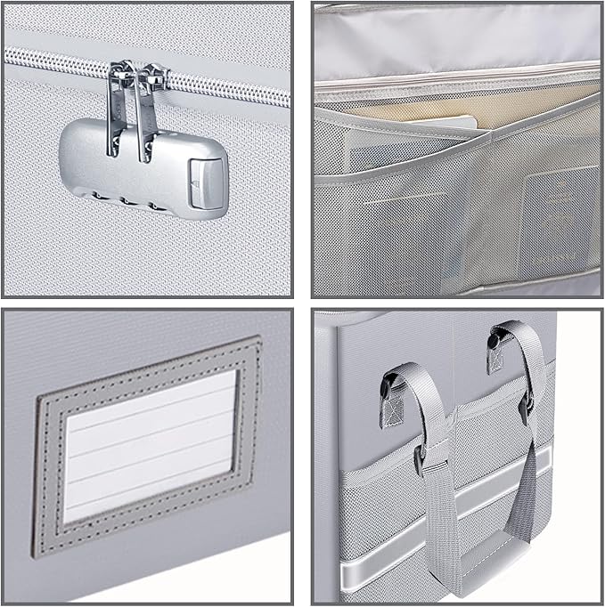 ENGPOW File Box with Lock, Fireproof Document Box with Zipper&Pockets, - Image 9