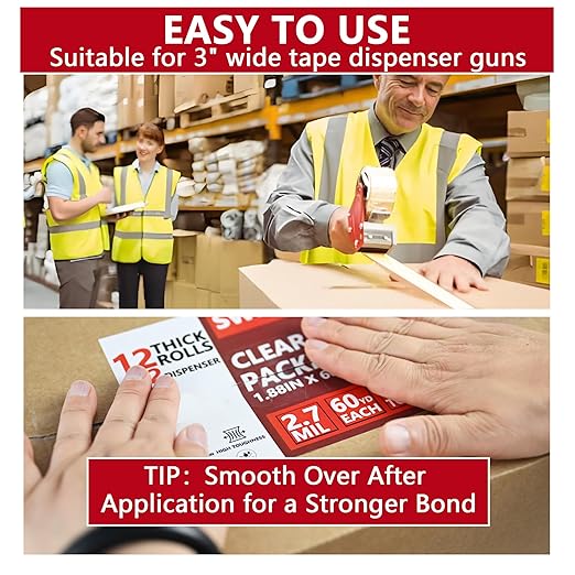 SWRT 2.7Mil Thick Ultra Clear Packing Tape, 36 Rolls Heavy Duty Packaging Tape - Image 6