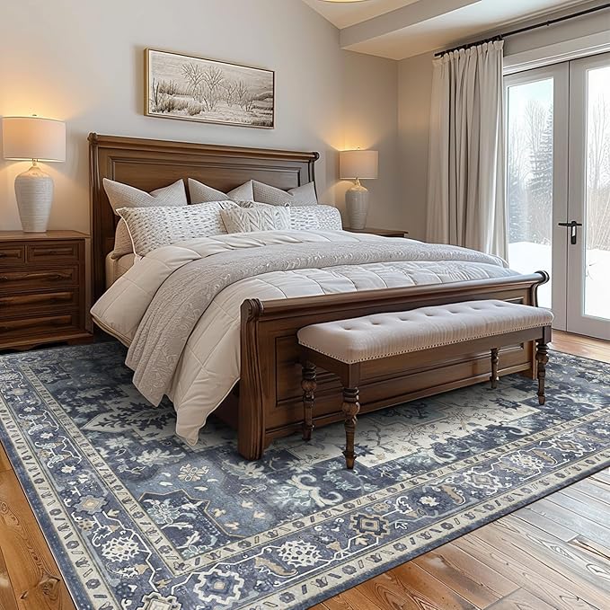 GENIMO 8x10 Area Rugs for Living Room, Machine Washable Non Slip Vintage Rugs - Image 9