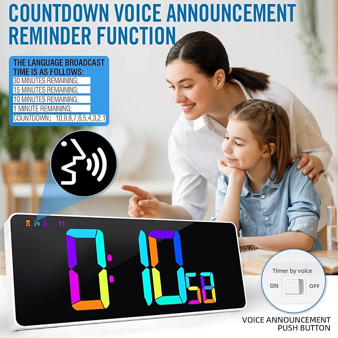 KMMKGG Large 13.7" LED Digital Timer(5''Nunmber), 11 Color Changing, Count - Image 8
