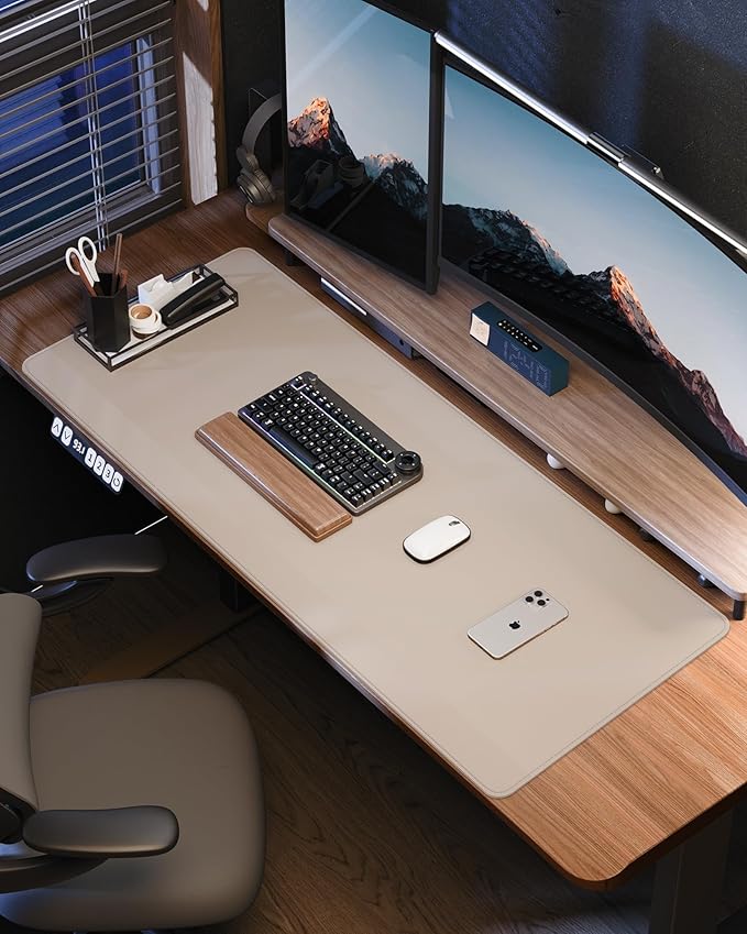 AFIING Leather Desk Pad Protector, Office Mat, Large Mouse Pad, Non-Slip PU - Image 7