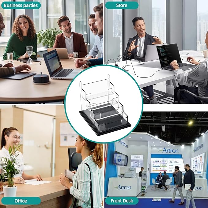 PecMuikee Business Card Holder for Desk,Acrylic Business Card Display Stand - Image 7