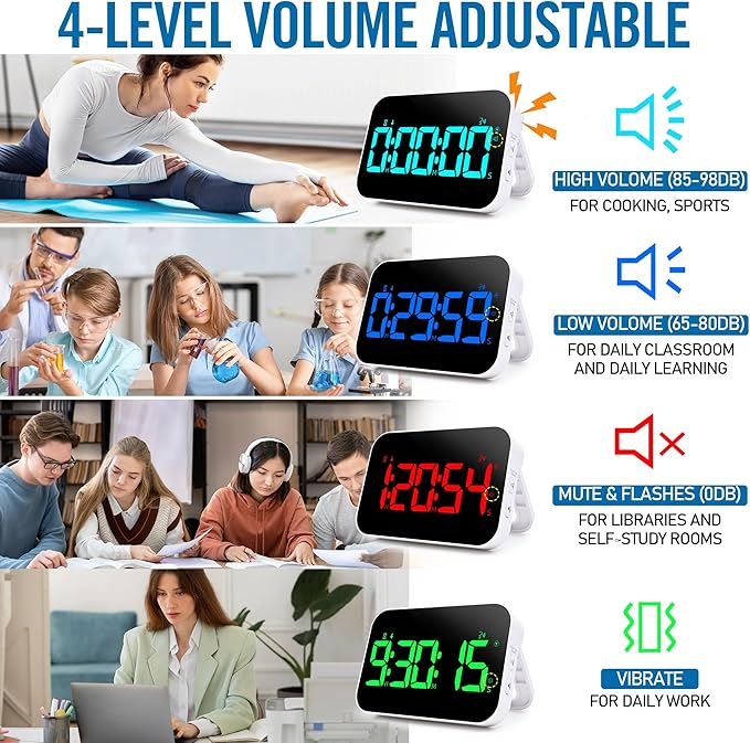 Kitchen Timer(1.5" Number)with Voice Reminder, 10 RGB Color Changing Digital - Image 9