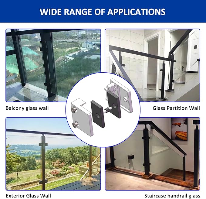 Glass Clamp-4PCS Adjustable Glass Shelf Bracket, 1/3 "-1/2 " 304 Stainless - Image 7
