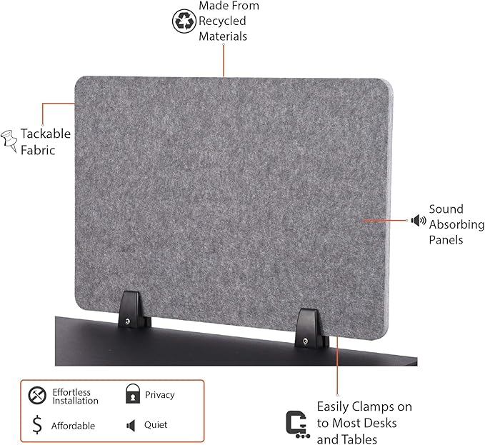 ReFocus™ Raw Clamp-On Acoustic Desk Divider – Reduce Noise and Visual - Image 6