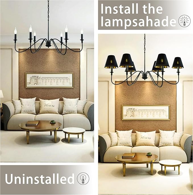 TAaMTYH small lamp shade chandelier shades set of 6,Fabric Lampshade - Image 8