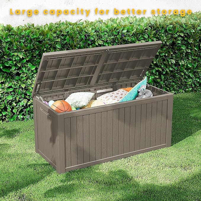 PATIOEASY 200GAL Deck Box -Grey,Waterproof Outdoor Storage Binfor Patio - Image 8
