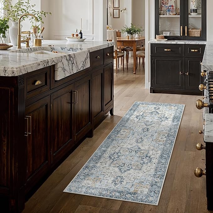 GENIMO Runner Rug 2'6"x7, Non Slip Vintage Hallway Runner Rugs, Low Pile - Image 9