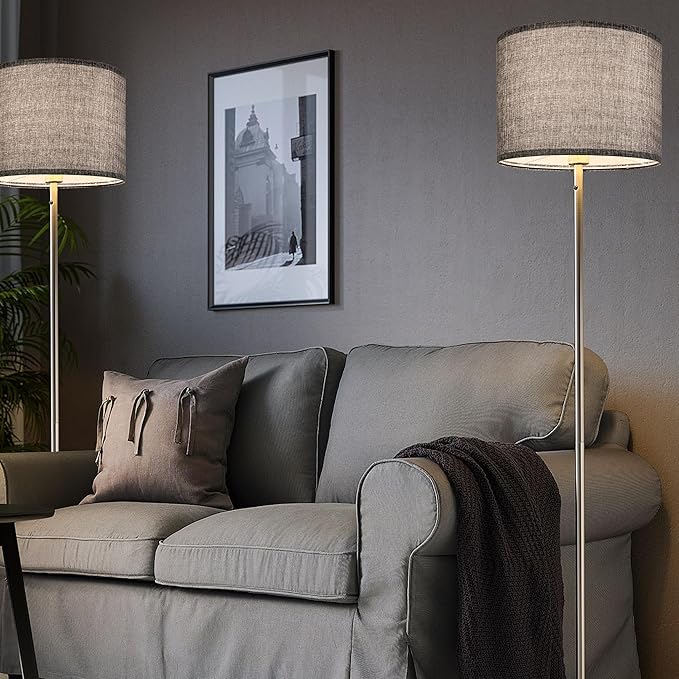 Gray Drum Lamp Shades Set of 2 Medium 13" Top x 13" Bottom x 10" High - Image 9