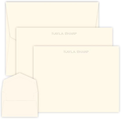 Personalized Embossed Flat Note Cards Set – Custom Blind Embossed Stationery by Unknown