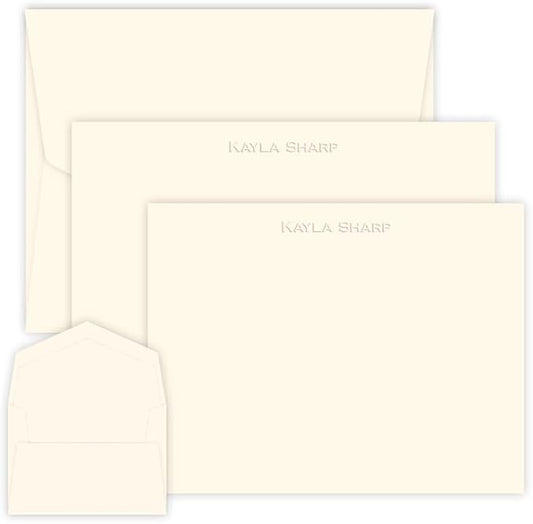 Personalized Embossed Flat Note Cards Set – Custom Blind Embossed Stationery by Unknown
