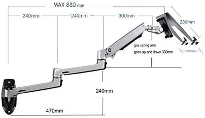 XSJ8013WT Wall Mount Laptop Holder Ultra Long Arm Aluminum Mechanical Spring - Image 5