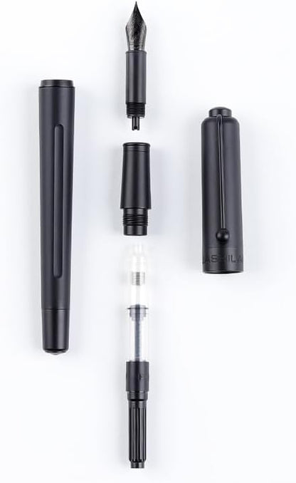 HUASHILAI Luxury Matte Black Forest Fountain Pen Set, Titanium Black Extra Fine - Image 7