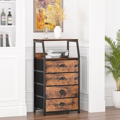 Furnulem Night Stand, Tall 4 Drawers Dresser - Image 8