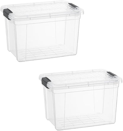 Superio Storage Bins with Lids- 2 Pack, 2.5 Qt Clear Boxes by Superio