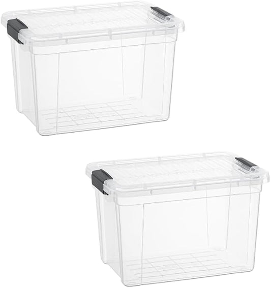 Superio Storage Bins with Lids- 2 Pack, 2.5 Qt Clear Boxes by Superio