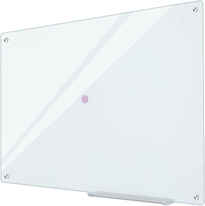 Glass Whiteboard Magnetic Dry Erase White Board 4'x 3' Framless White Surface by Lilypan