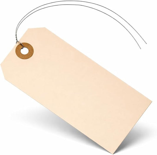 Durable Shipping Tags with Wire Ties – 200 Tags # 5, 4 3/4" x 2 3/8" – Manila by EZDOMQualityTags