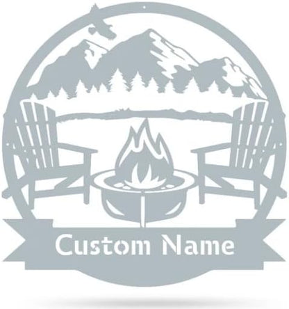 RealSteel Personalized Mountain Campfire Monogram Metal Sign – Custom Family by RealSteel