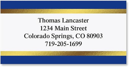 Blue and Gold Foil Border Return Address Labels by ColorfulImages