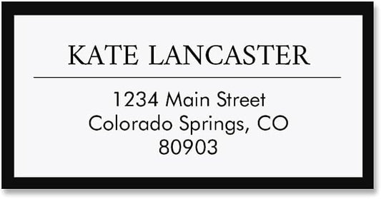 Lux Black Border Frame Return Address Labels-Set of 72, Self-Adhesive, by ColorfulImages