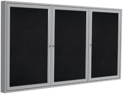 Ghent 36"x72" 3-Door indoor Enclosed Recycled Rubber Bulletin Board, Shatter - Image 2