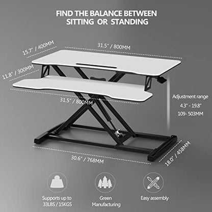 FITUEYES Height Adjustable Standing Desk 32” Wide Sit to Stand Converter Stand - Image 4
