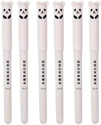 Piaogui 6pcs 0.5mm Erasable Gel Pens, Kawaii Cute Bear Pig Erasable Gel Pen Set by Unknown